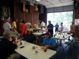 Lining up for the lunch line after morning fishing