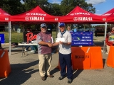 Ross Parsons is presented the payout by Dave Reault for co-angler big bass 2017 National Semi-Final