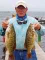 Co-angler Bob Kowal with 2 smallmouth bass