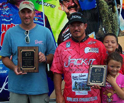 2012 TBF of Michigan State Champion Rick Roberts pictured here with big bass winner Gary Emery and his kids