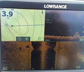 Matt Belletini Lowrance side imaging screen shot of a Saginaw Bay 'pirate ship' 2017-12-11